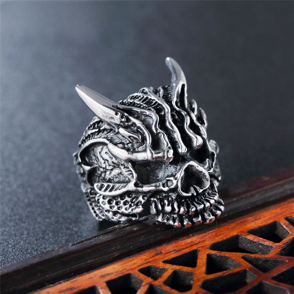 Monster Skull Titanium Steel Ring for Men