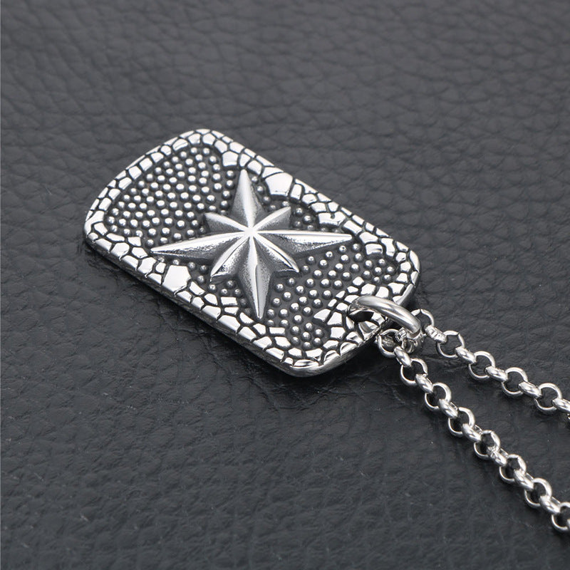 Titanium Steel Star Flower Pendant Necklace for Men and Women by Planderful