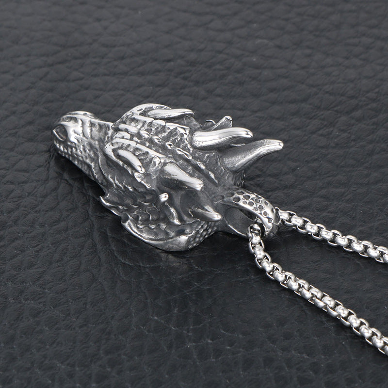 Punk Dragon Head Pendant Necklace for Men - Personalized Animal Jewelry