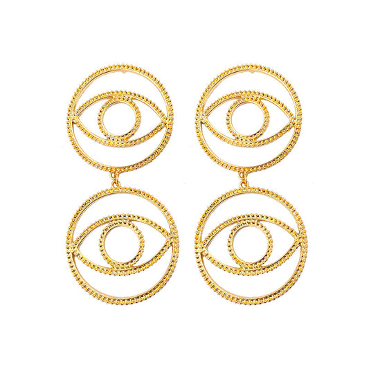 Exaggerated Large Eye Alloy Earrings - Vienna Verve Collection