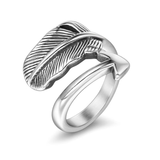 Feather Arrow Design Titanium Steel Ring for Men and Women, Stylish Index Finger Accessory