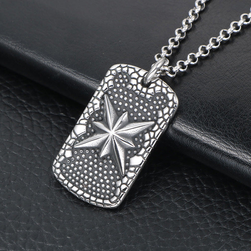 Titanium Steel Star Flower Pendant Necklace for Men and Women by Planderful