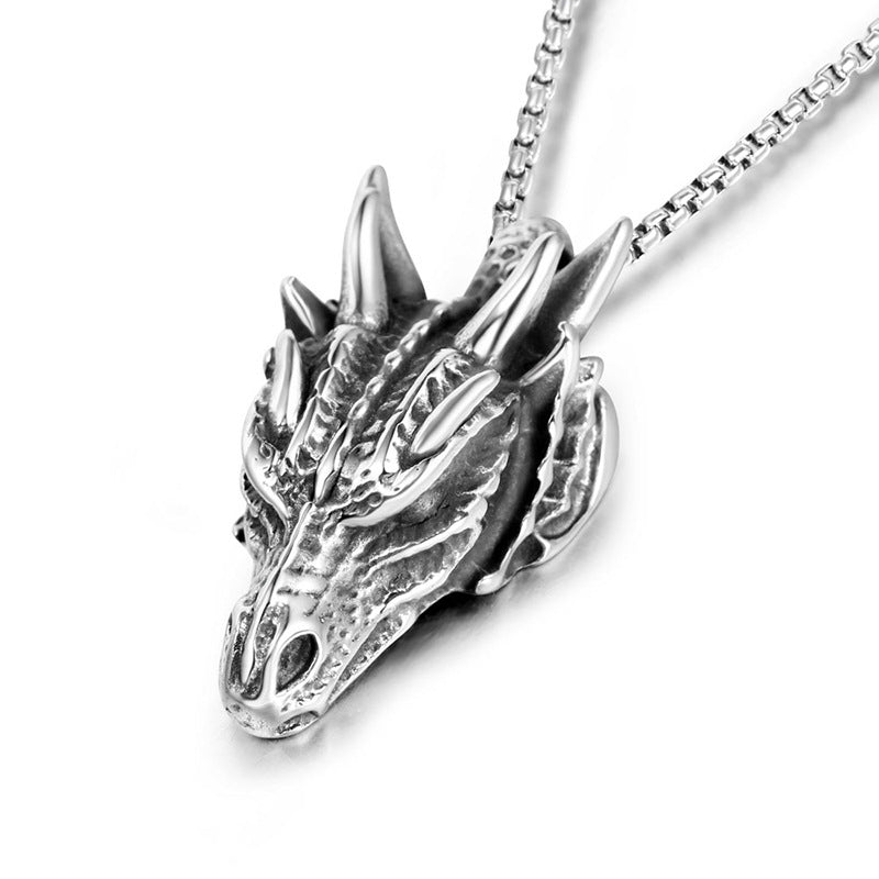 Punk Dragon Head Pendant Necklace for Men - Personalized Animal Jewelry