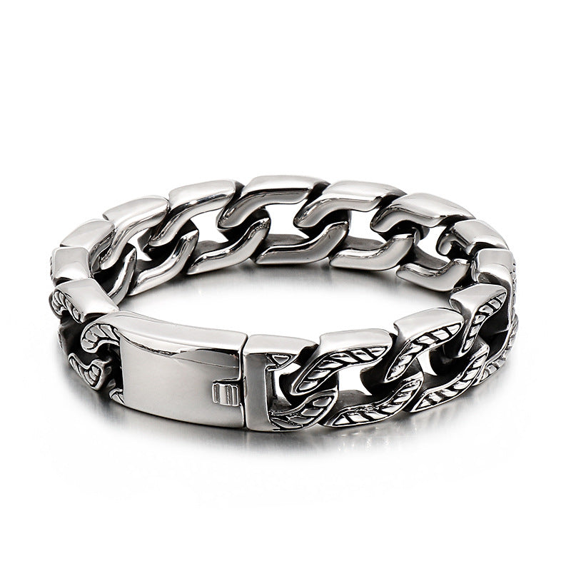 Punk-Inspired Retro Skull Titanium Steel Bracelet for Men - Bold Statement Jewelry