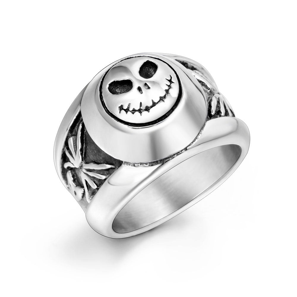 Men's Retro Titanium Steel Smiley Face Ring - Personalized Fashion Index Finger Jewelry