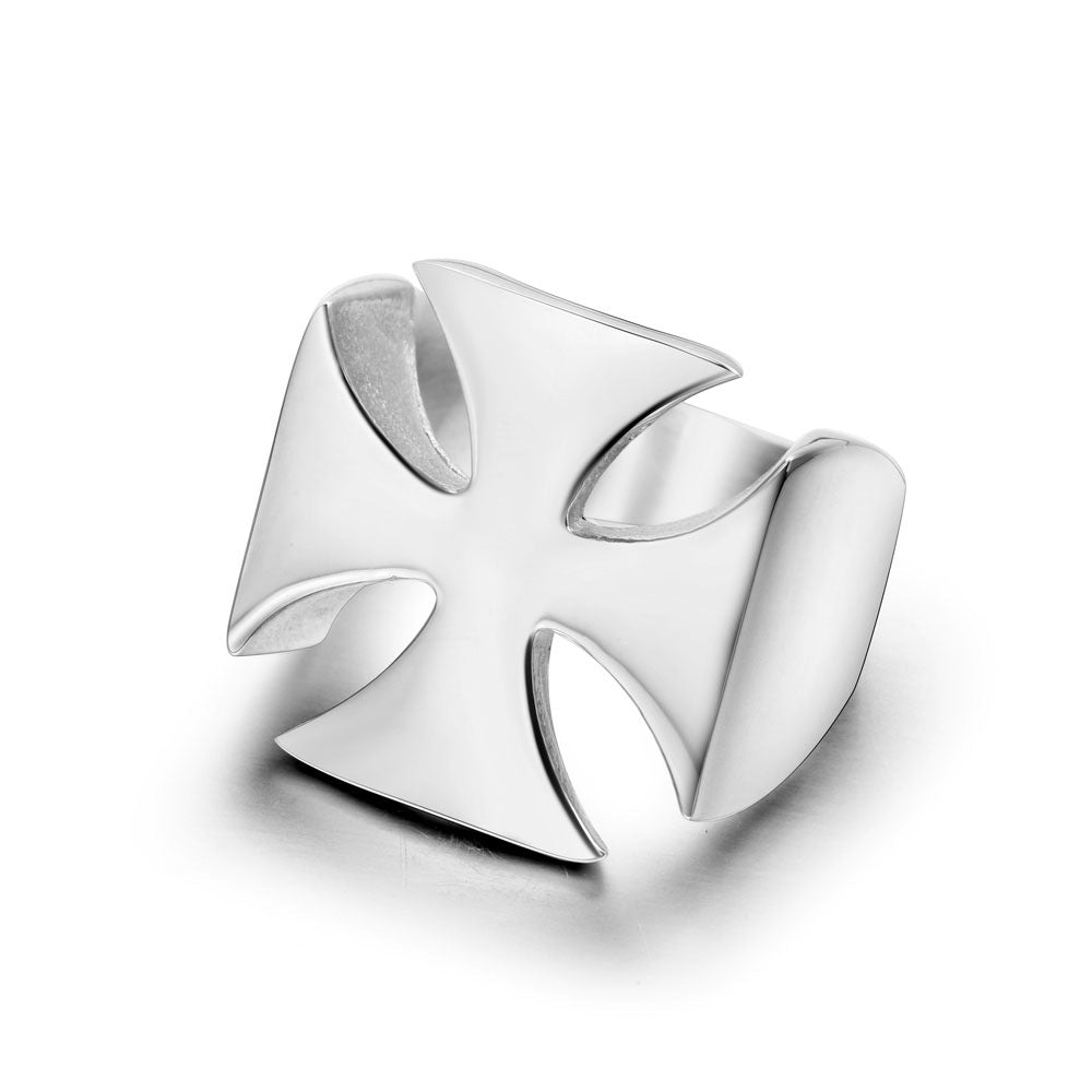 Sleek Cross-Shaped Titanium Steel Ring for Trendy Men and Women