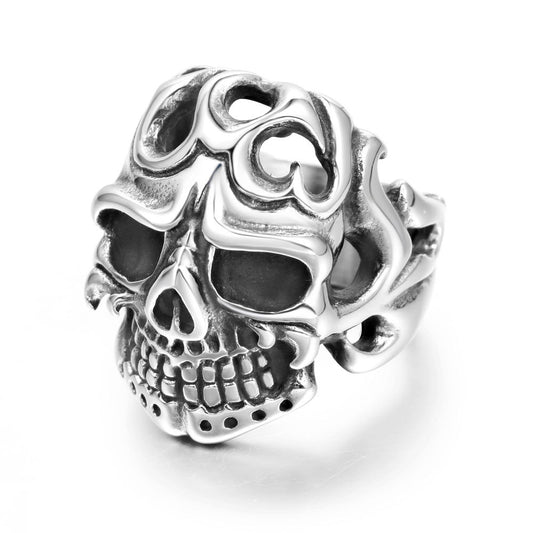 Trendy Exaggerated Skull Ring for Men - Retro Vampire Design in Titanium Steel