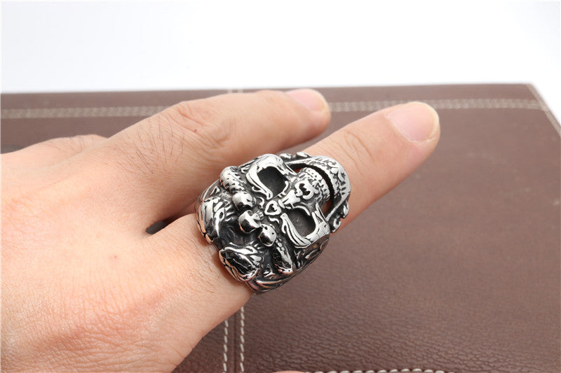 Edgy Titanium Steel Skull Ring for Men - Bold Fashion Statement Direct from Manufacturer