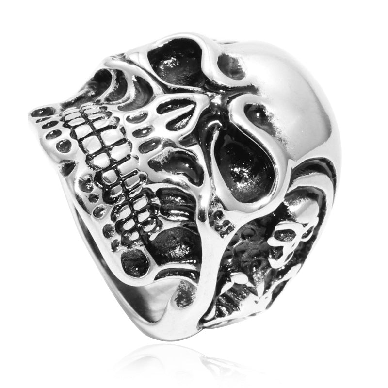 Rebellious Titanium Steel Skull Ring for Men - Bold Fashion Accessory