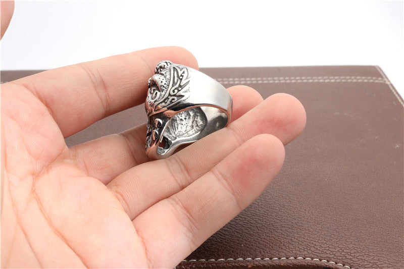 Edgy Titanium Steel Skull Ring for Men - Bold Fashion Statement Direct from Manufacturer