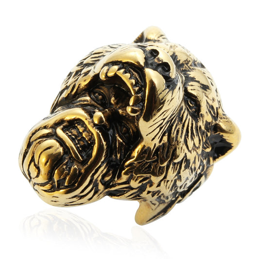 Titanium Steel Punk Rock Tiger Head Hunter Ring for Men