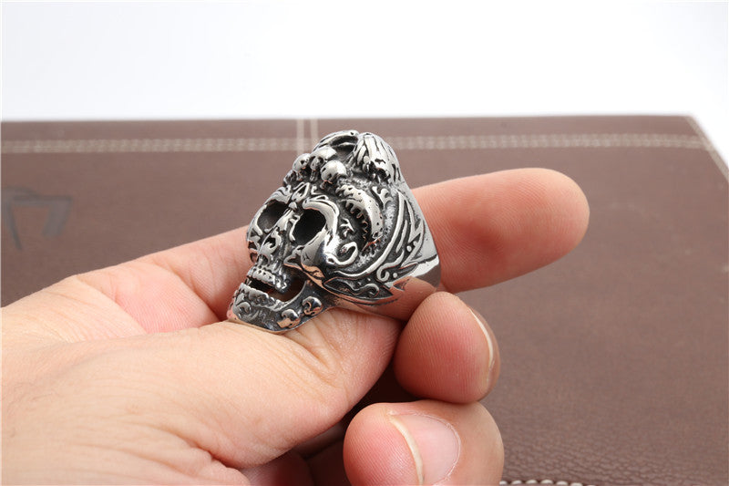 Edgy Titanium Steel Skull Ring for Men - Bold Fashion Statement Direct from Manufacturer