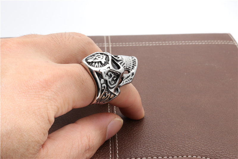 Masonic Skull Titanium Steel Ring for Men - Bold Fashion Accessory