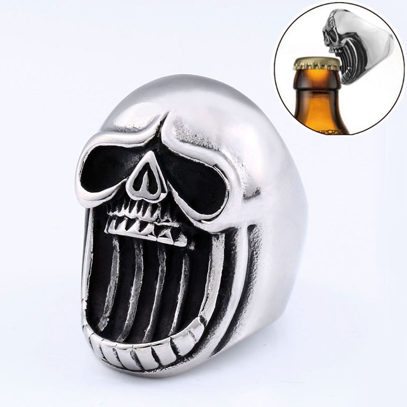 Men's Retro Stainless Steel Skull Ring - Edgy Bar Hipster Accessories for Him