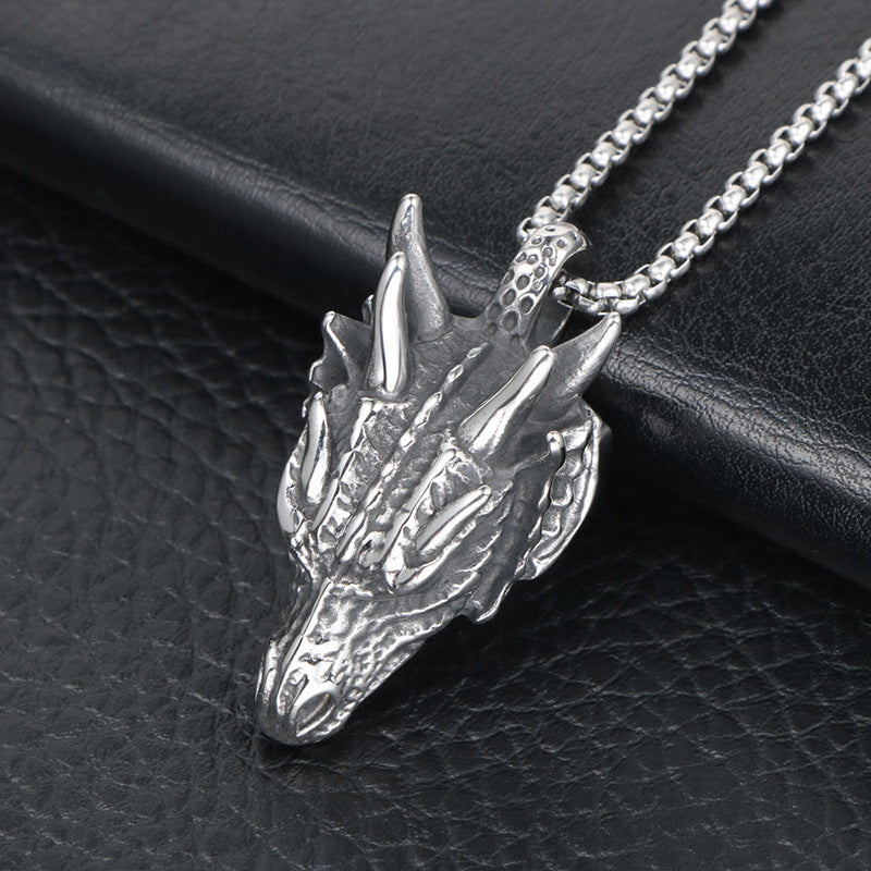 Punk Dragon Head Pendant Necklace for Men - Personalized Animal Jewelry