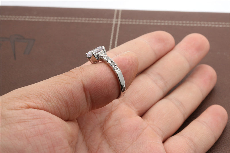 Elegant Titanium Steel Zircon Engagement Ring - Modern Stainless Steel Wedding Band