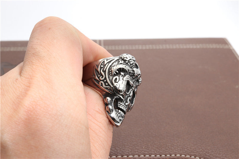 Edgy Titanium Steel Skull Ring for Men - Bold Fashion Statement Direct from Manufacturer