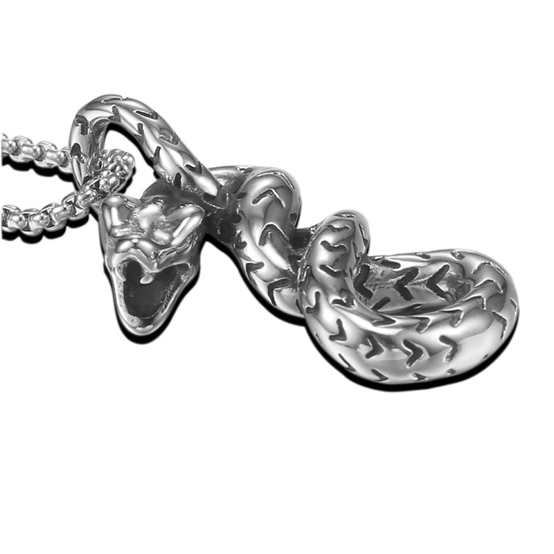 Personalized Retro Men's Titanium Steel Snake Pendant Jewelry