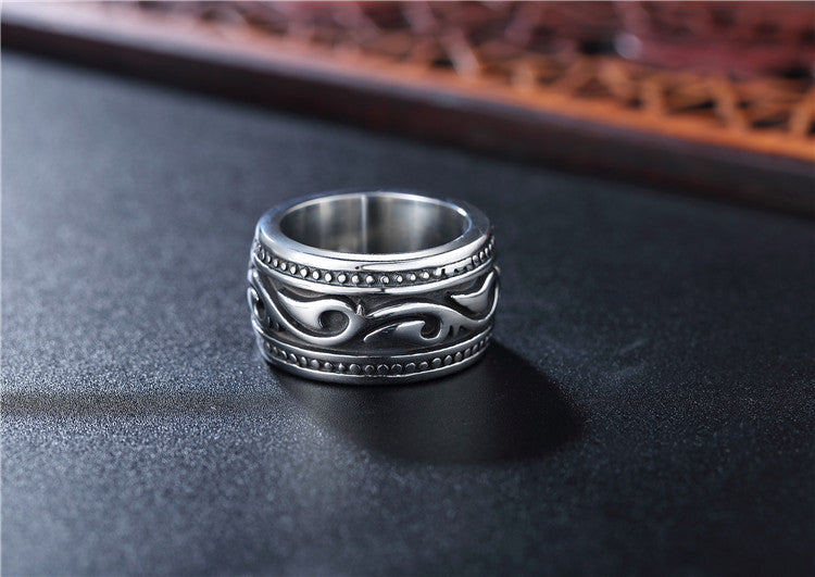 Vintage Pattern Men's Titanium Steel Ring