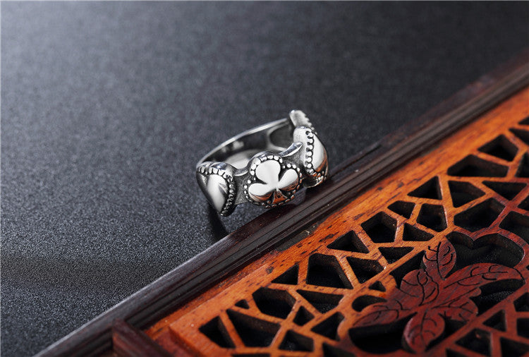 Personalized Retro Magician Poker Spades Titanium Steel Ring for Men