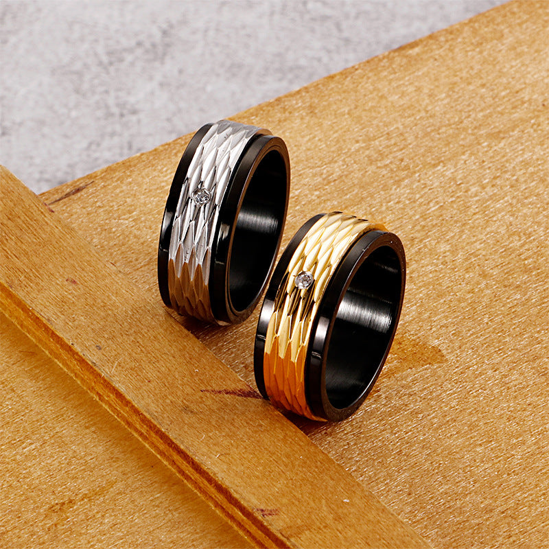 Unisex Personalized Black and Rose Gold Stainless Steel Ring - Wholesale European and American Titanium Steel Accessories for Men