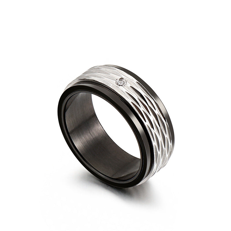 Unisex Personalized Black and Rose Gold Stainless Steel Ring - Wholesale European and American Titanium Steel Accessories for Men