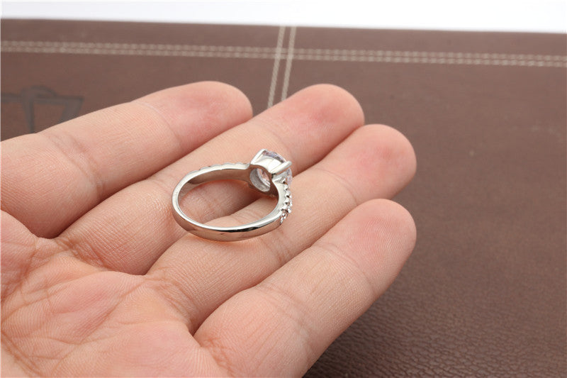 Elegant Titanium Steel Zircon Engagement Ring - Modern Stainless Steel Wedding Band