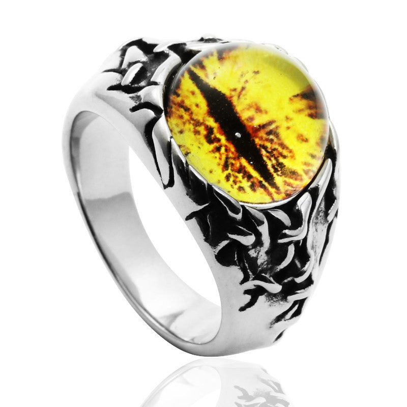 Titanium Steel God's Eye Fashion Ring for Men - Unique Stainless Steel Accessory