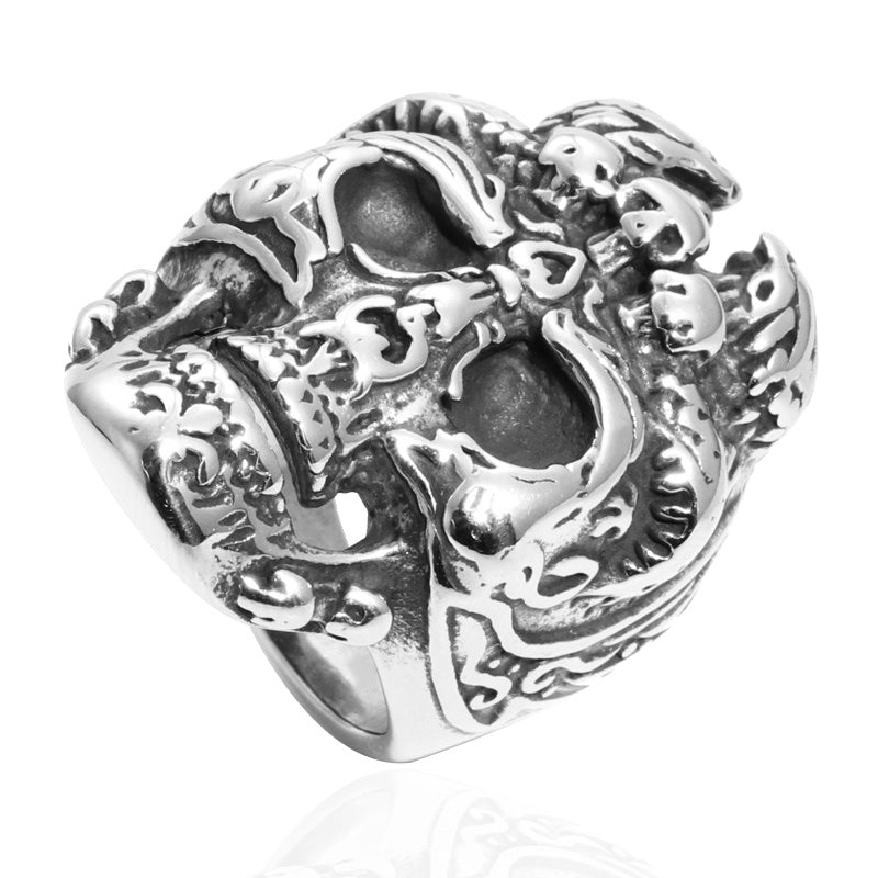 Edgy Titanium Steel Skull Ring for Men - Bold Fashion Statement Direct from Manufacturer