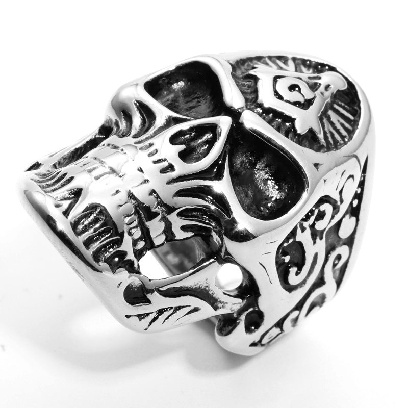 Masonic Skull Titanium Steel Ring for Men - Bold Fashion Accessory