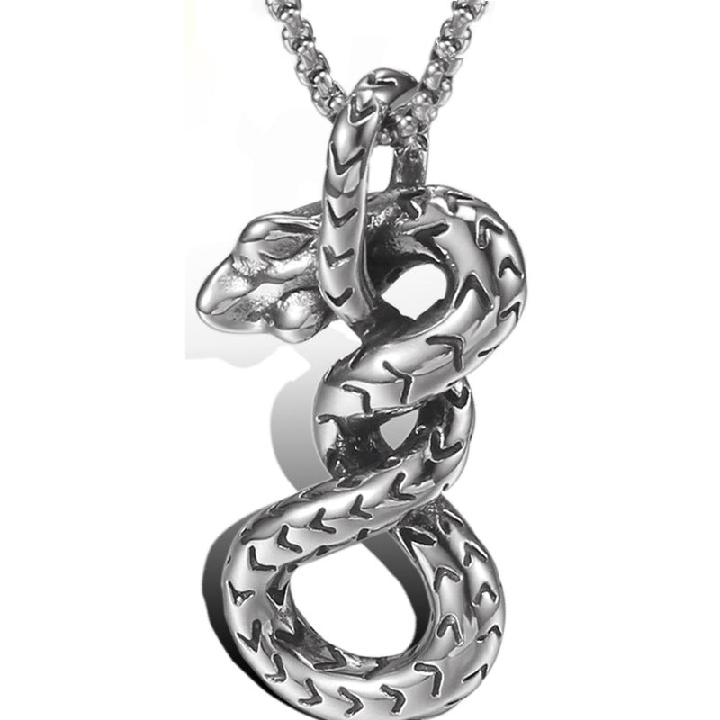 Personalized Retro Men's Titanium Steel Snake Pendant Jewelry