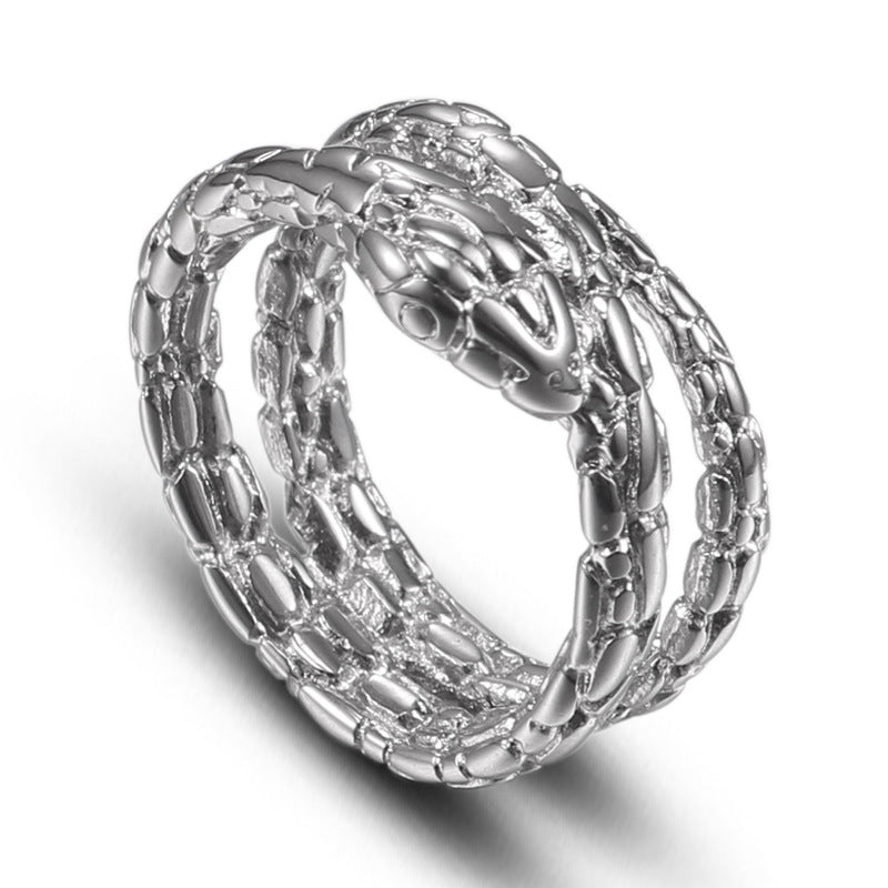 Unisex Medusa-Inspired Titanium Steel Snake Ring – Stylish and Minimalist Design for Men