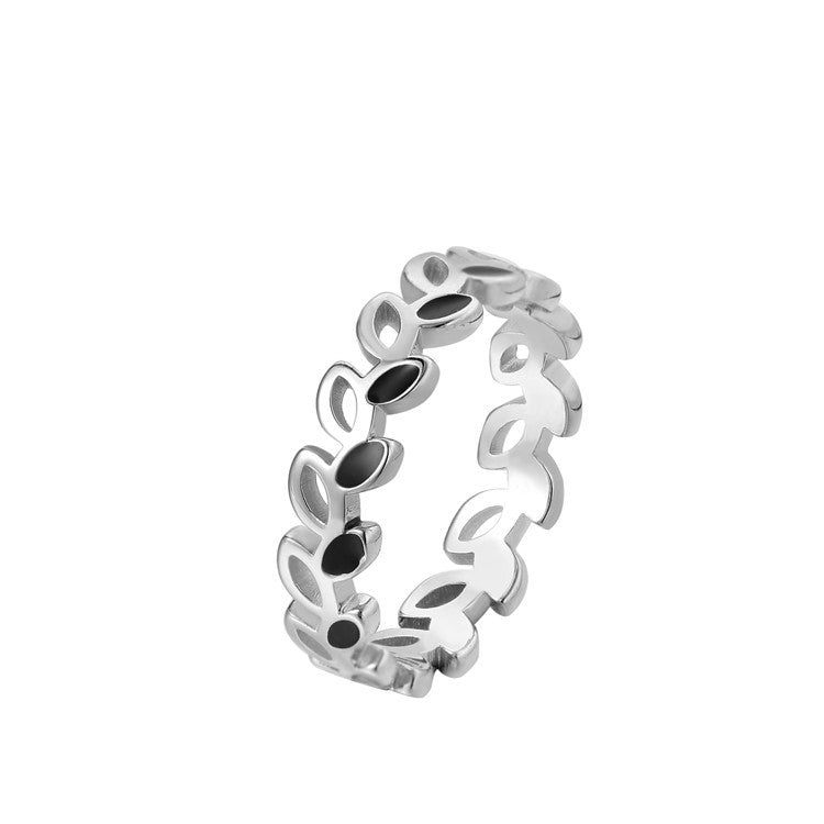 Korean Edition Olive Branch Women's Titanium Steel Ring for Foreign Trade Jewelry