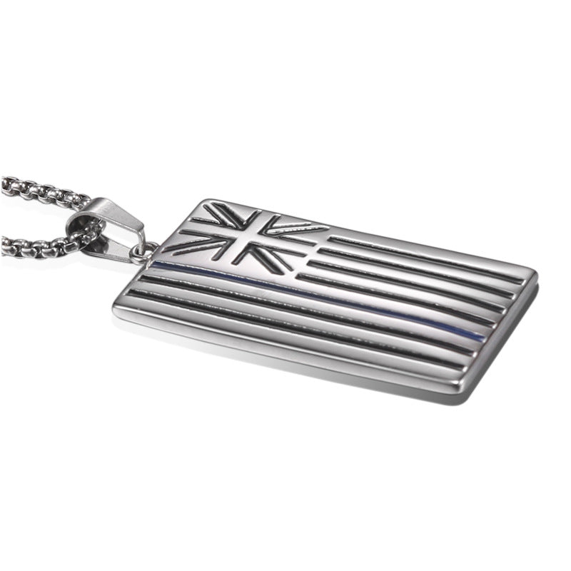 Stylish Korean National Flag Titanium Steel Pendant - Unisex Retro Stainless Steel Jewelry for Men