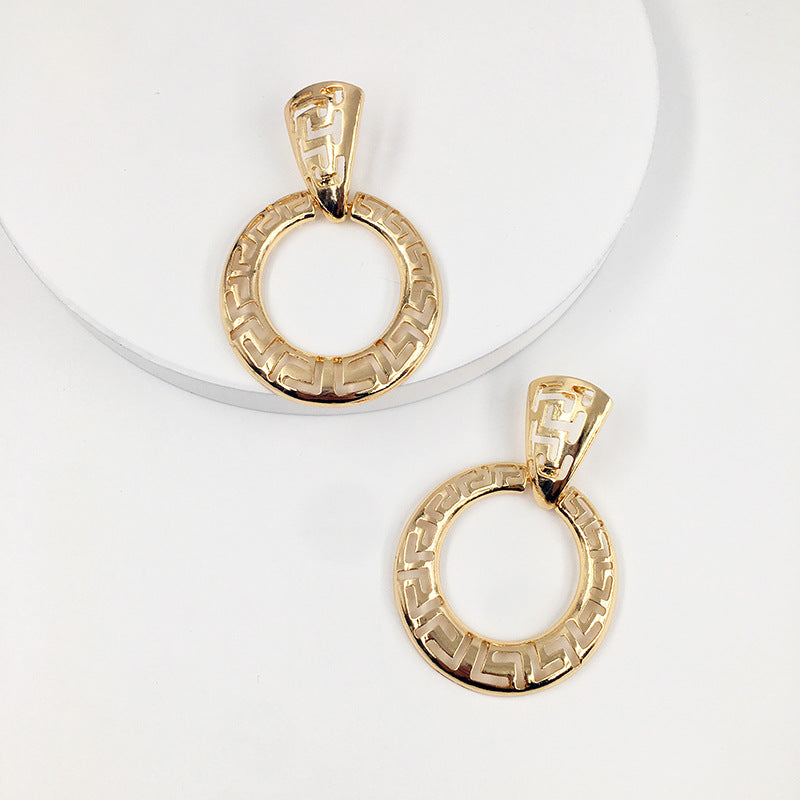 Exquisite Hollow Alloy Earrings from Vienna Verve Collection