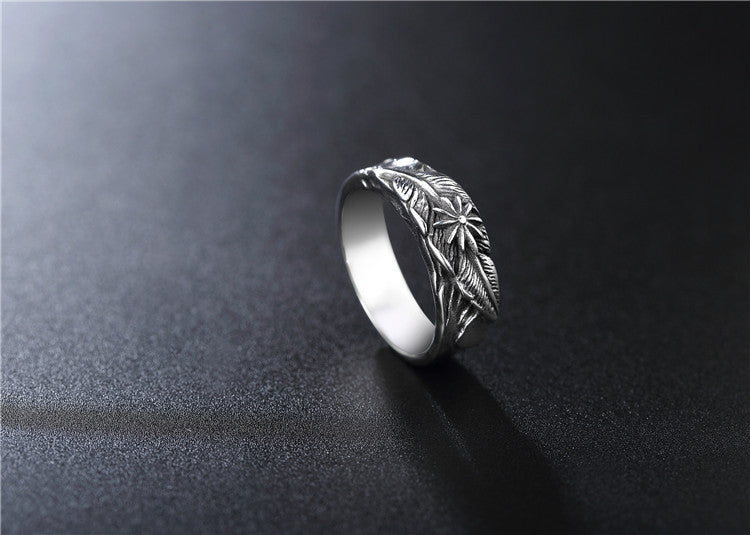 Wholesale Personalized Fashion Retro Feather Men's Titanium Ring