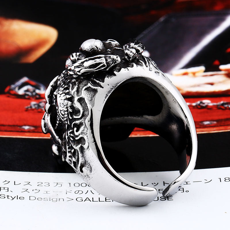 Punk Skull Men's Ring in Titanium Steel - Retro Wholesale Jewelry from Europe and America