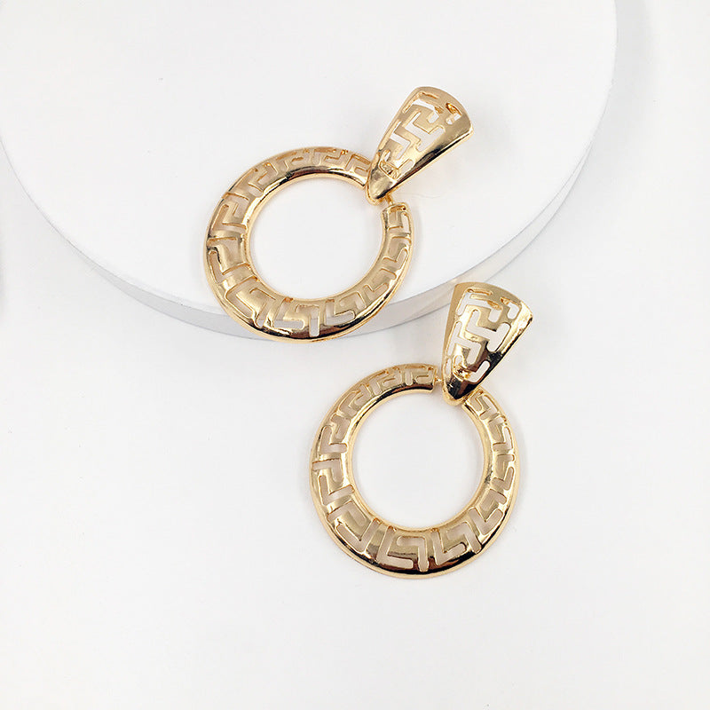 Exquisite Hollow Alloy Earrings from Vienna Verve Collection