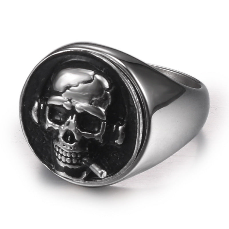 Stylish Retro Skull Design Titanium Steel Ring for Men - Personalized Stainless Steel Jewelry