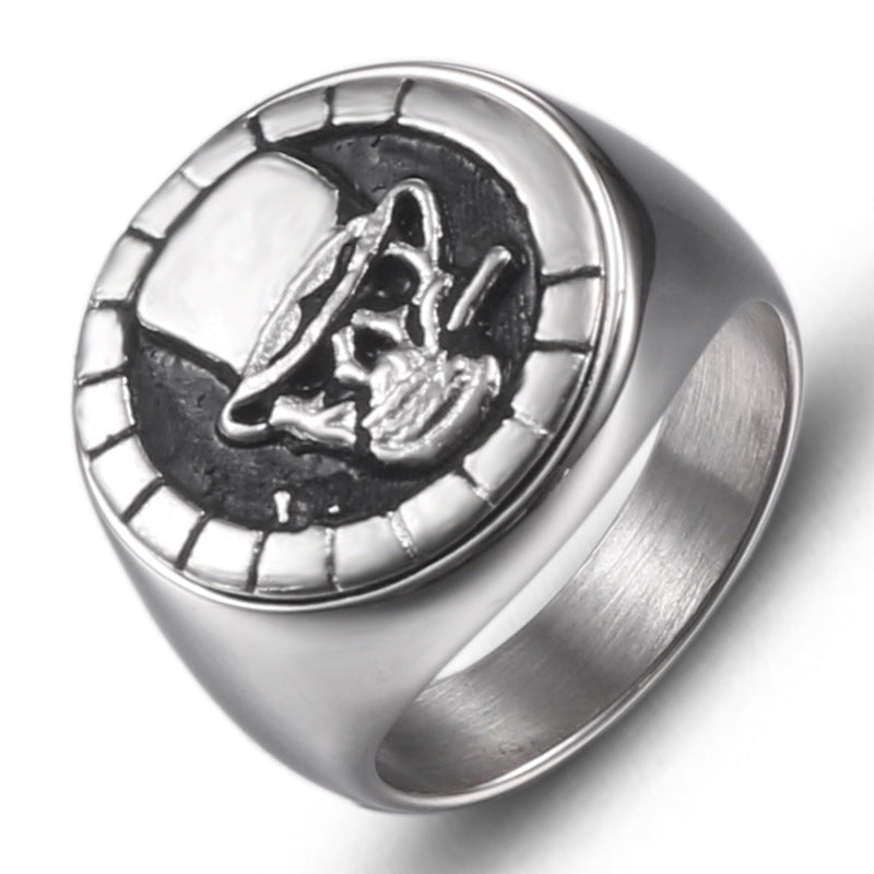 Trendy Retro Men's Skull Ring - Korean Style Stainless Steel Jewelry for Wholesale