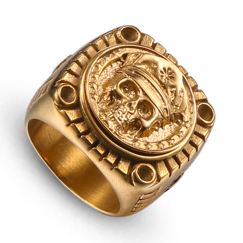 Warlord Skull Ring - Retro Stainless Steel Jewelry for Bold Men