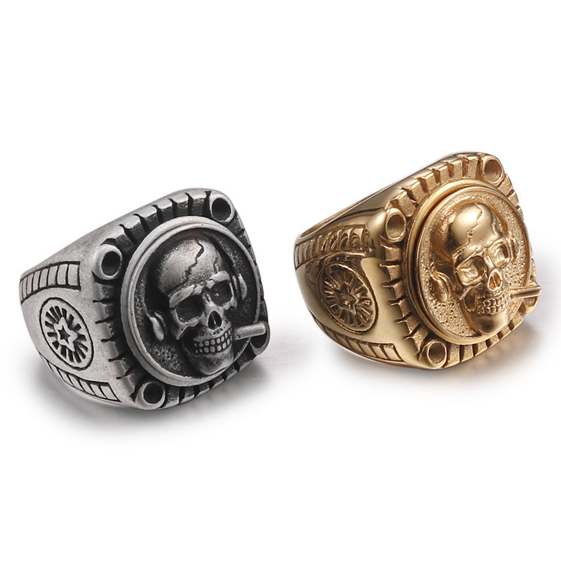 Rebel Style Personalized Skull Ring for Men - Retro Stainless Steel Fashion Accessory