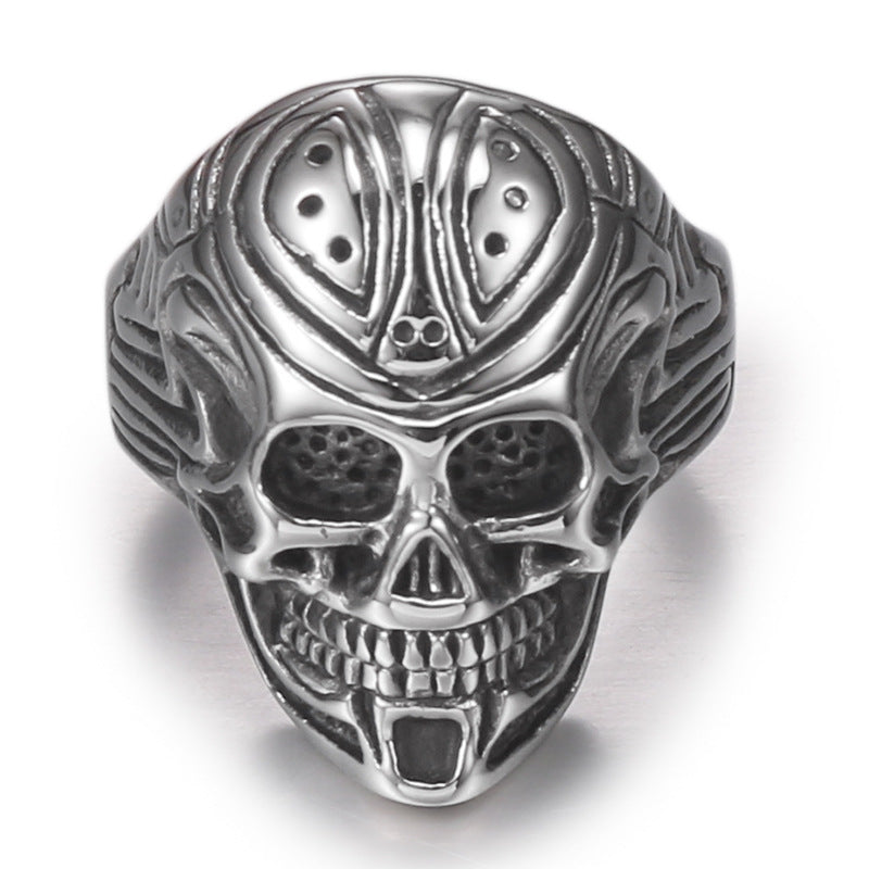 Stylish European-American Totem Skull Titanium Steel Ring for Men - Simple and Unique Stainless Steel Jewelry