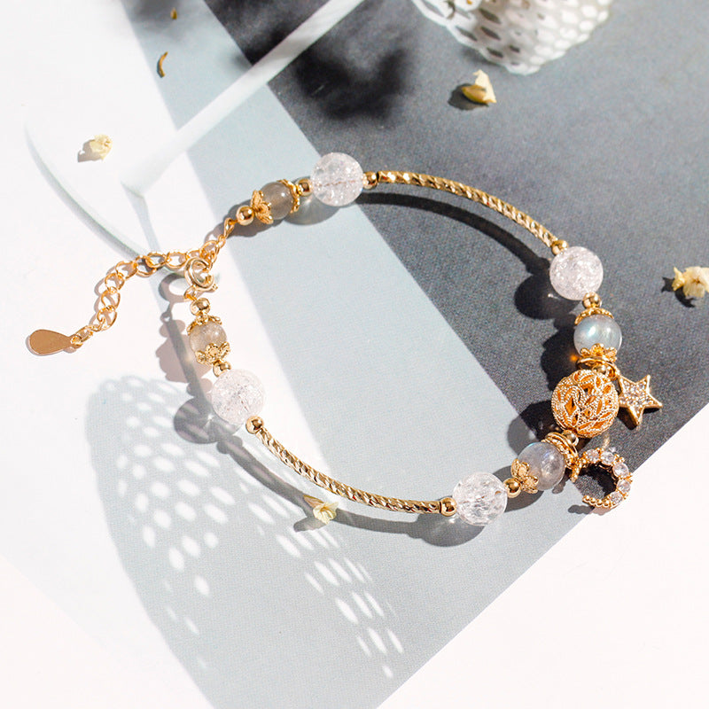 Starry Moon Bracelet with White Popcorn Moonlight Stone