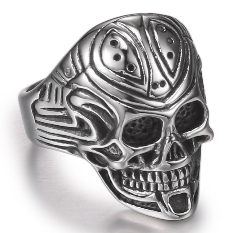 Stylish European-American Totem Skull Titanium Steel Ring for Men - Simple and Unique Stainless Steel Jewelry