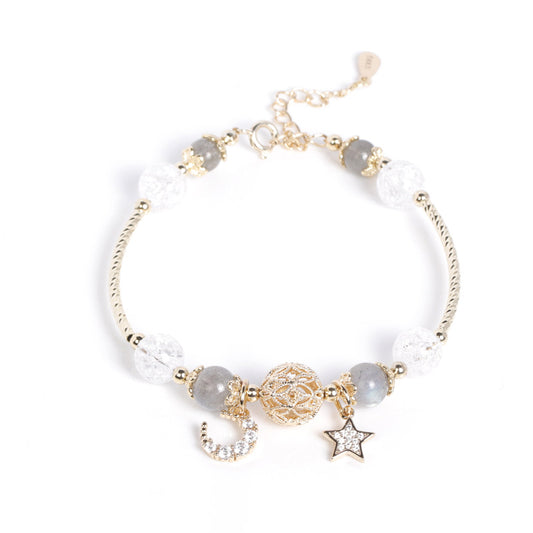 Starry Moon Bracelet with White Popcorn Moonlight Stone