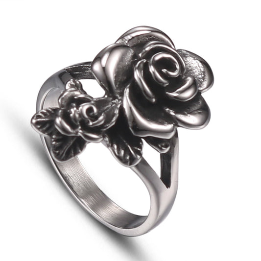 Retro Hollow Engraved Oil Ring for Women - European and American Fashion Rose Jewelry