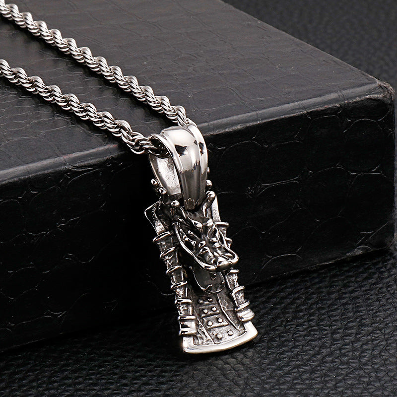 Vintage Wolf Head Stainless Steel Pendant for Men with Unique Retro Design