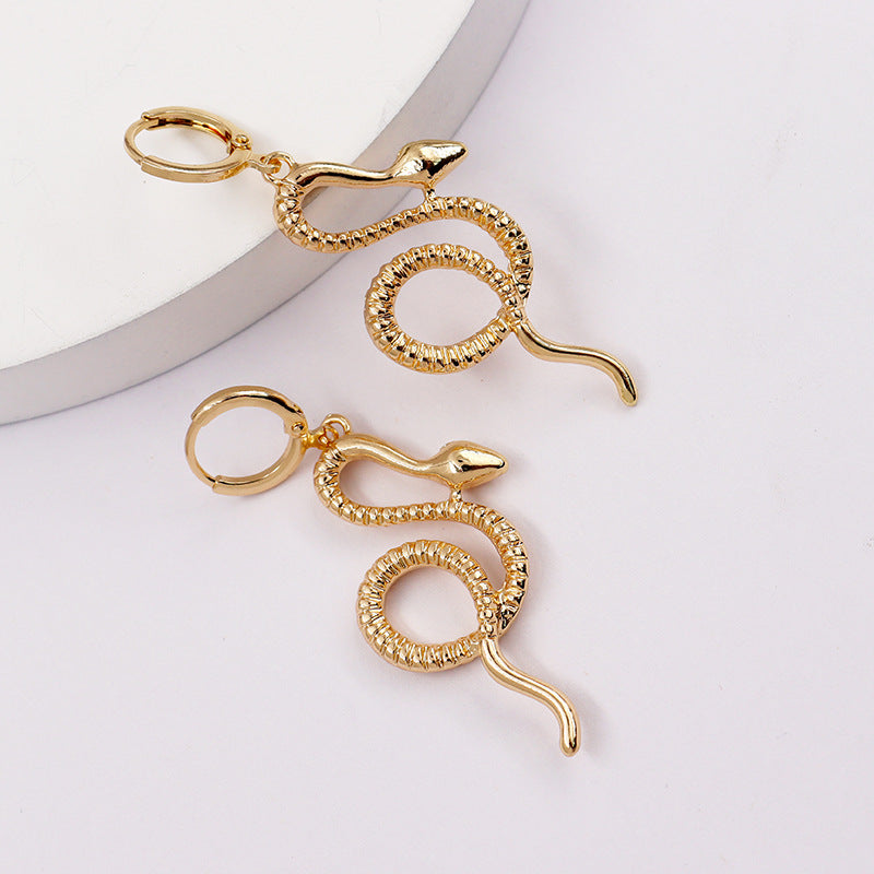 Snake Charm Metal Stud Earrings - Vienna Verve Collection