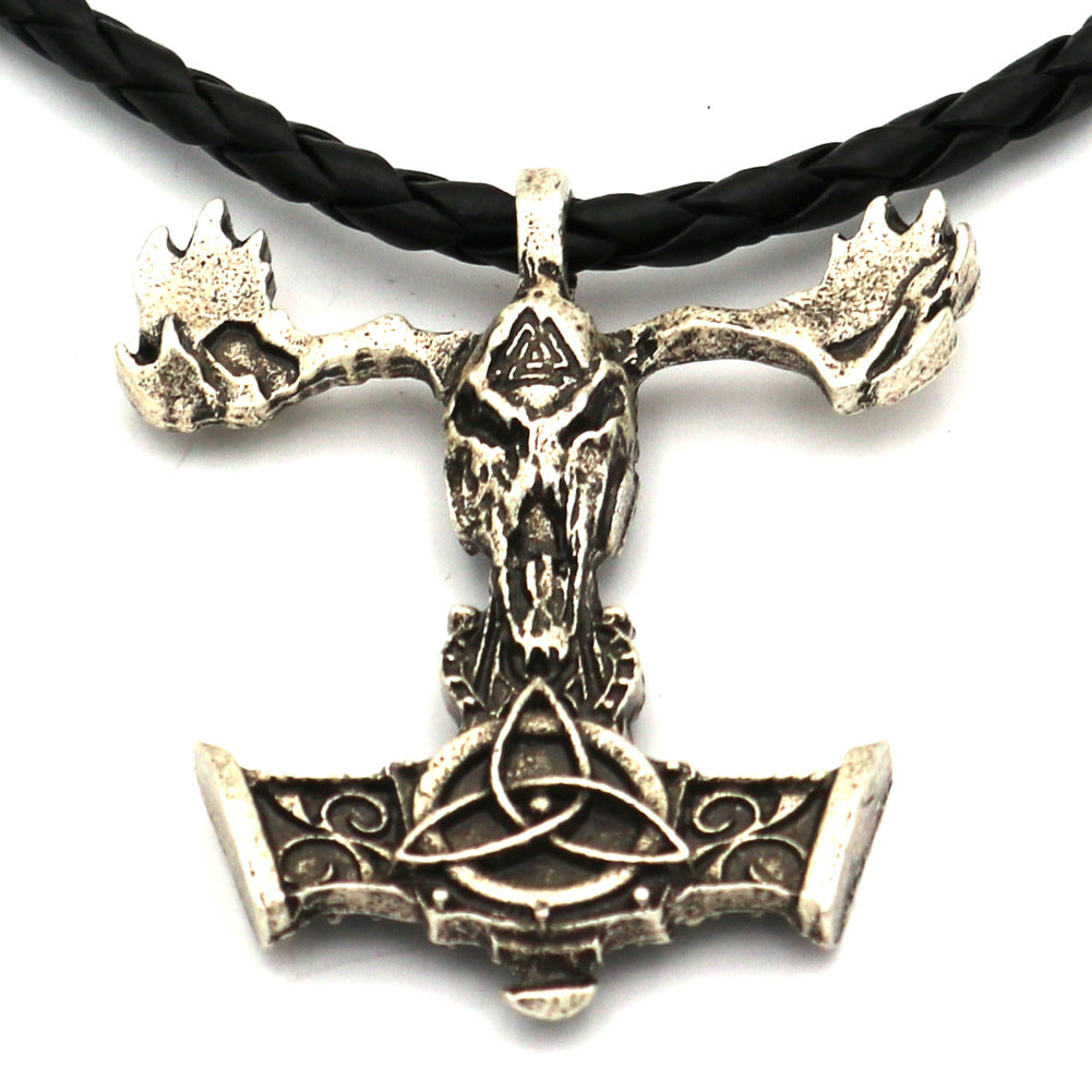 Viking Odin Hammer Rune Pendant Necklace - Norse Legacy Collection